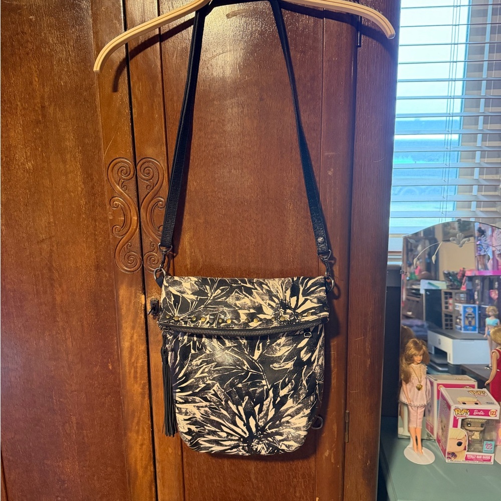 Black and White Floral Crossbody Bag